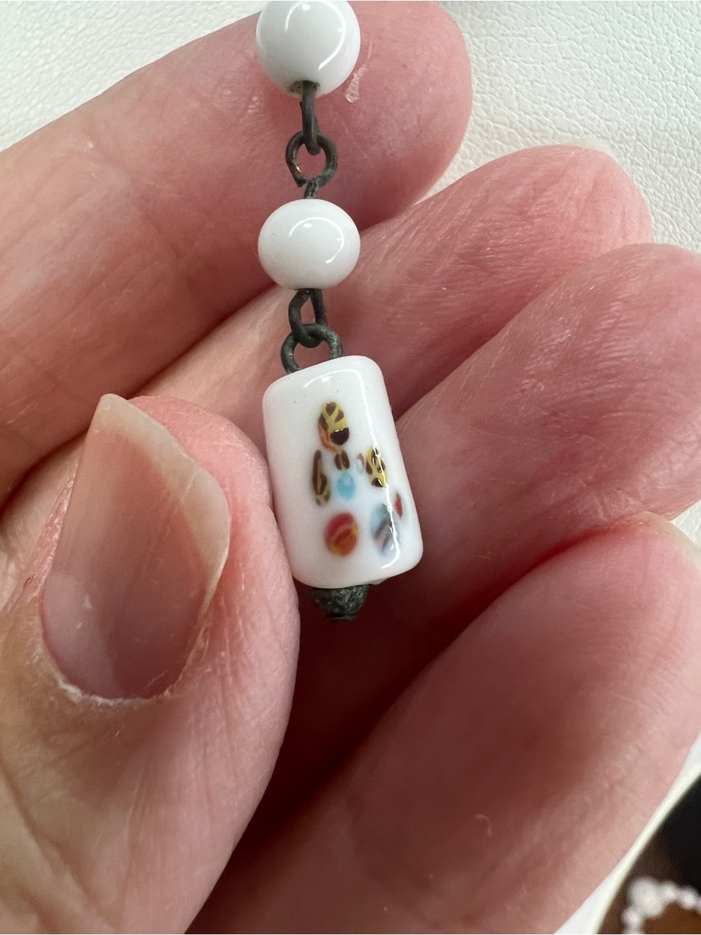 Millefiori Milk glass beaded choker - Picture 4 of 5